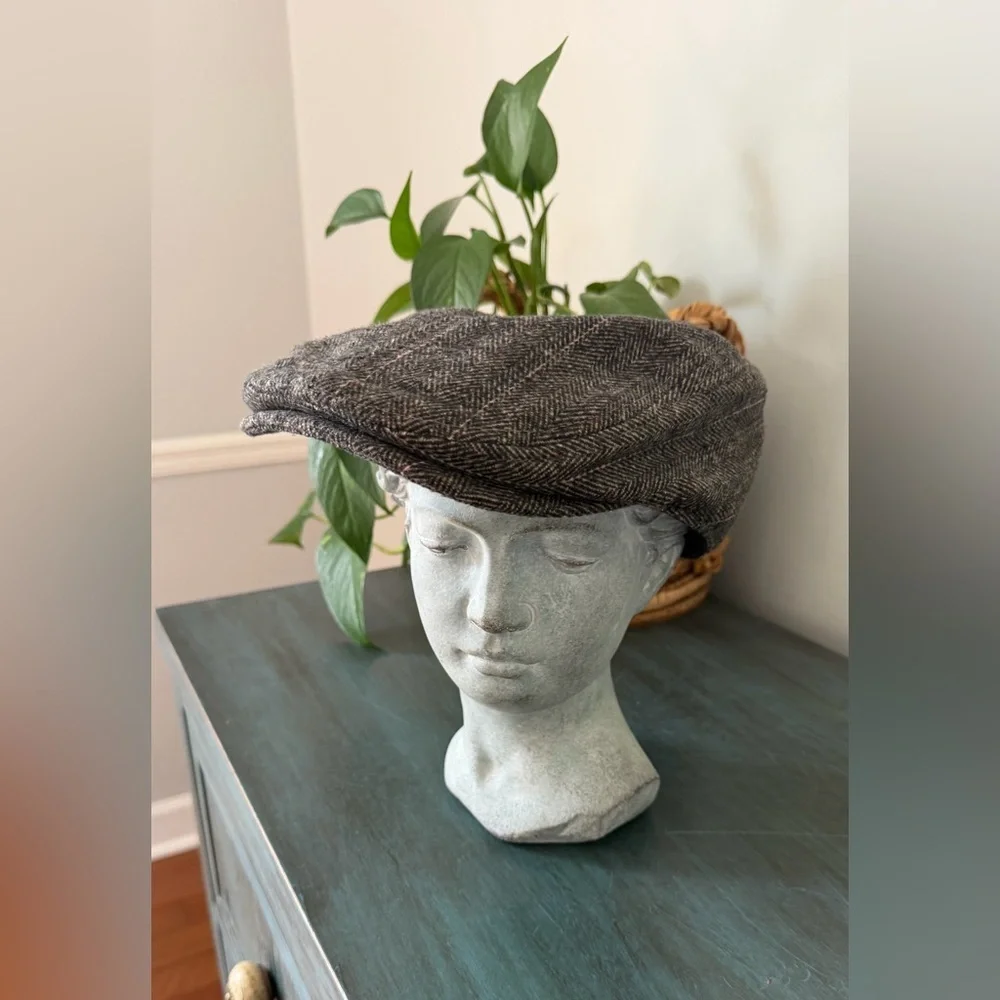 Dockers newsboys hat wool cotton blend Vintage  Tweed Irish flat cap L/XL - 23”